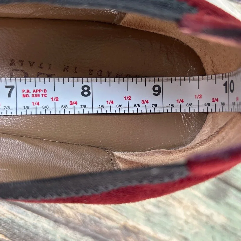 Anyi Lu Wedge Heel Pumps Shoe Womens Size 7.5-8/38 Burgundy Suede Handmade Italy